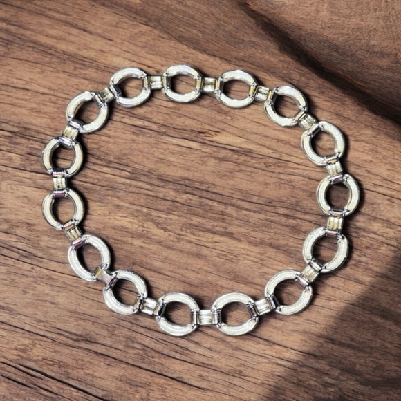 Vintage Gold Tone Curb Chain Link Collar Necklace - Picture 2 of 2